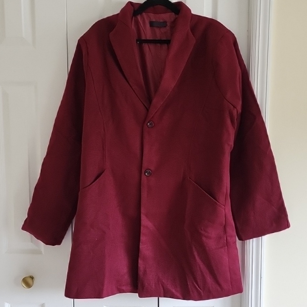 Burgundy Women's Peacoat Coat Trench Two Button Business 24" PitTpit Xl Or XXL?